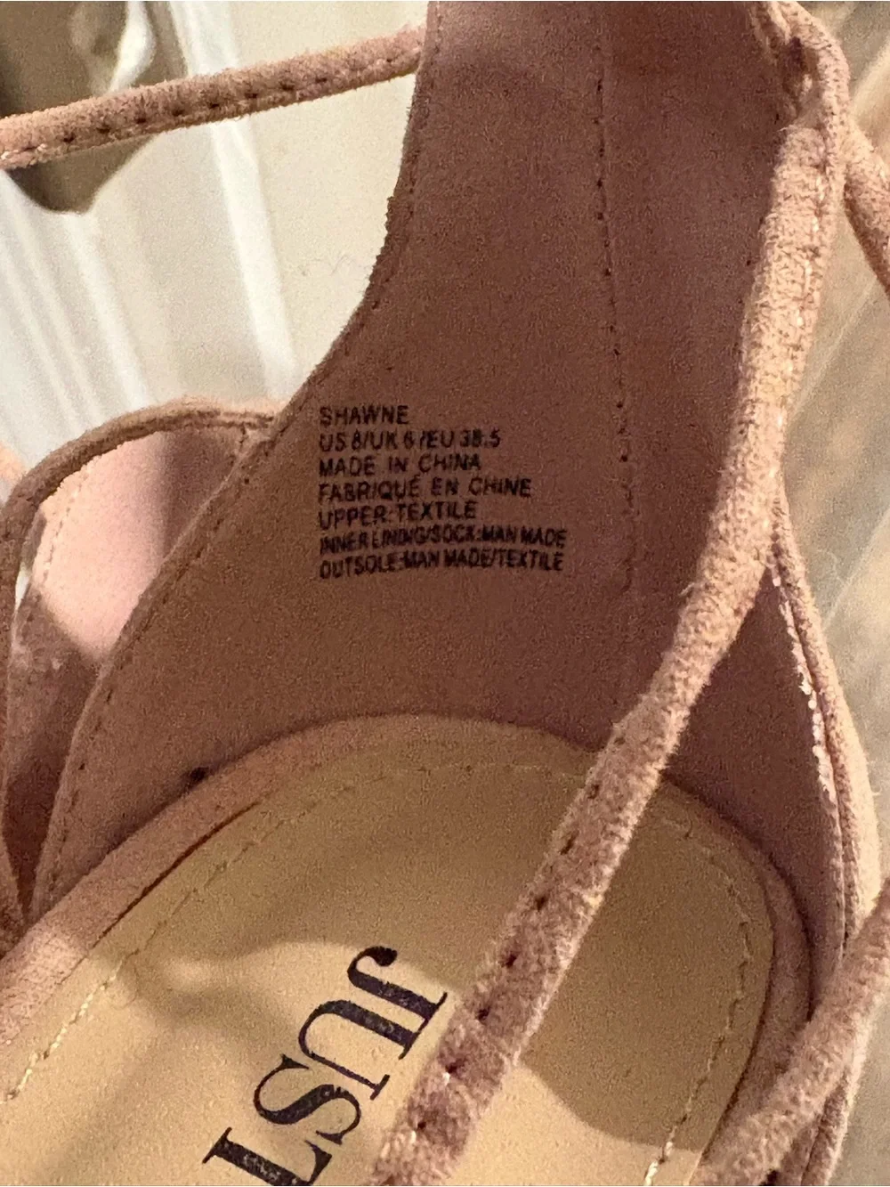 JustFab Blush Lace-Up Peep Toe Platform Sandals